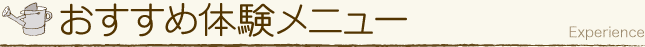 おすすめ体験メニュー
